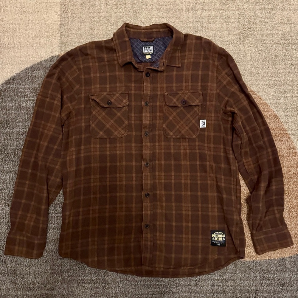 Sub Pop - Brown Checkered Flannel Shirt - XL